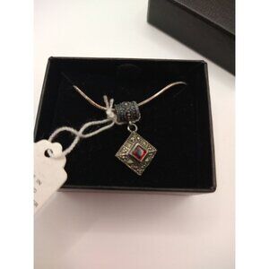 NWT Sterling Silver Snake Chain Necklace W/ Garnet Pendant 925 Stg Silver